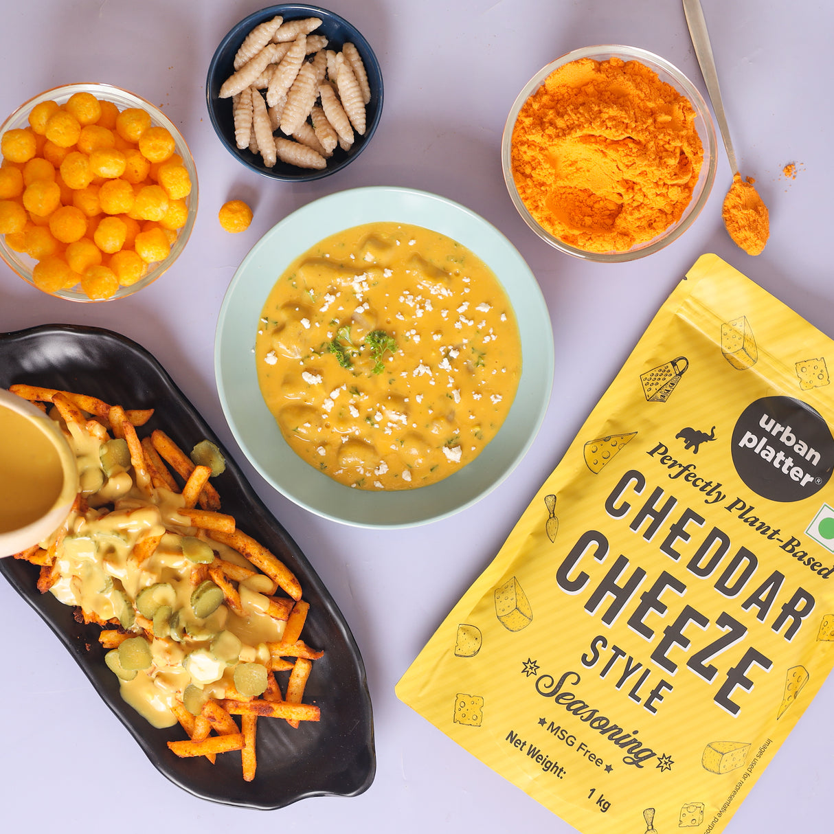 Cheddar Cheese Style Seasoning, 1 kg (Perfectly Plant-based | Ideal for Pop Corn, Fries, Pasta, and more | Super-Value pack)