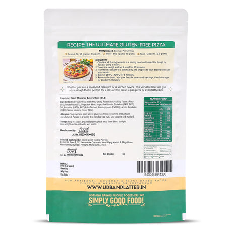 Urban Platter Gluten-Free Pizza Flour, 1kg [Professional Grade | Made with Rice, Millets & Tapioca | Soft, Stretchy Dough for Crispy & Chewy Crust]