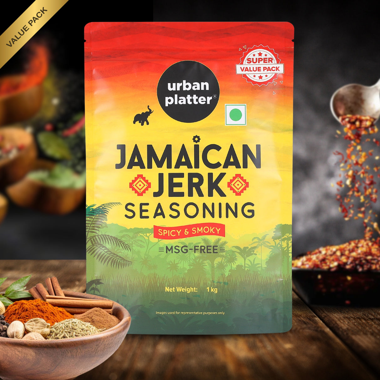 Jamaican Jerk seasoning, 1kg (Bold and Spicy Caribbean Blend | Perfect for Marinades, Grilling and Roasting, Super-Value Pack)
