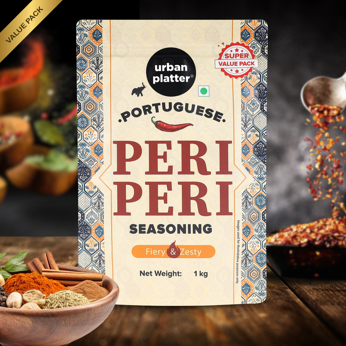 Portuguese Peri Peri Seasoning, 1 Kg (All-purpose seasoning, Perfect for Pop Corn, Pasta, Fries Seasoning, Dairy-free)
