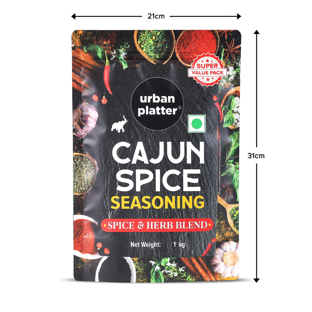Urban Platter Cajun Spice Seasoning, 1 kg (Bold Blend of French, African and Southern American Flavours | Spicy and Aromatic | Great for Fries, Grills and Stir-Fries | Super-Value Pack)