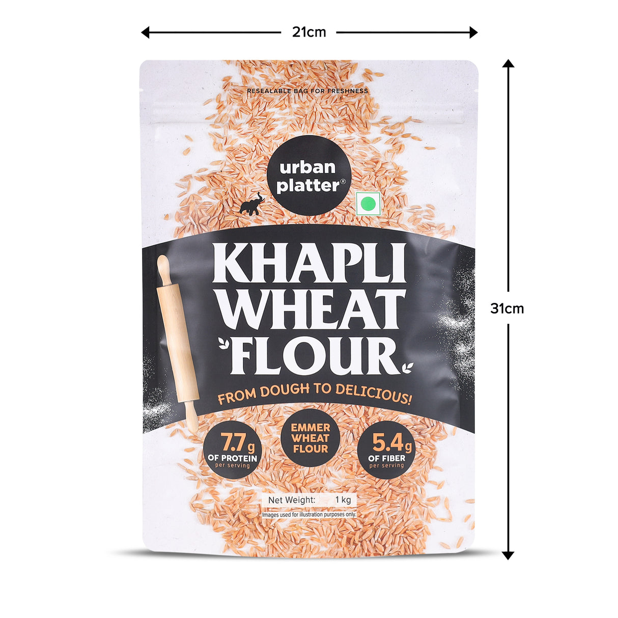Urban Platter Khapli Wheat Flour, 1kg (Ancient Grain | High-Fibre & Low-Gluten | Stone-Ground & Wholesome Atta)