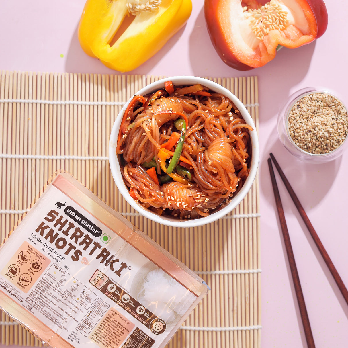 Urban Platter Shirataki Noodle Knots, 350g (Keto-Friendly | Low-Carb | Fat-Free | Gluten-Free | Ultra-Low Calorie | Ideal for Hot Pots and Stir-Fries)