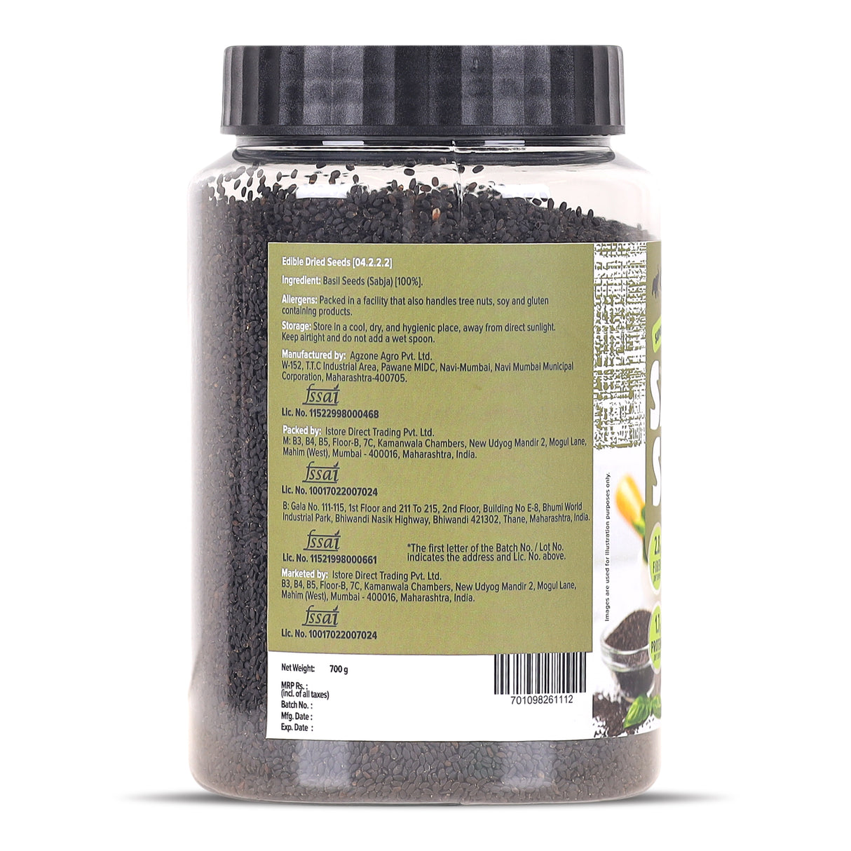 Urban Platter Basil Seeds (Sabja) Jar, 700g