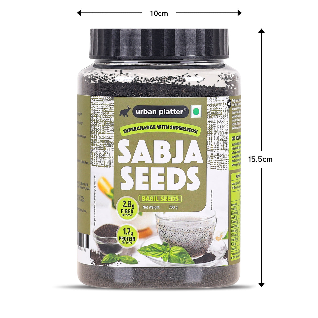 Urban Platter Basil Seeds (Sabja) Jar, 700g
