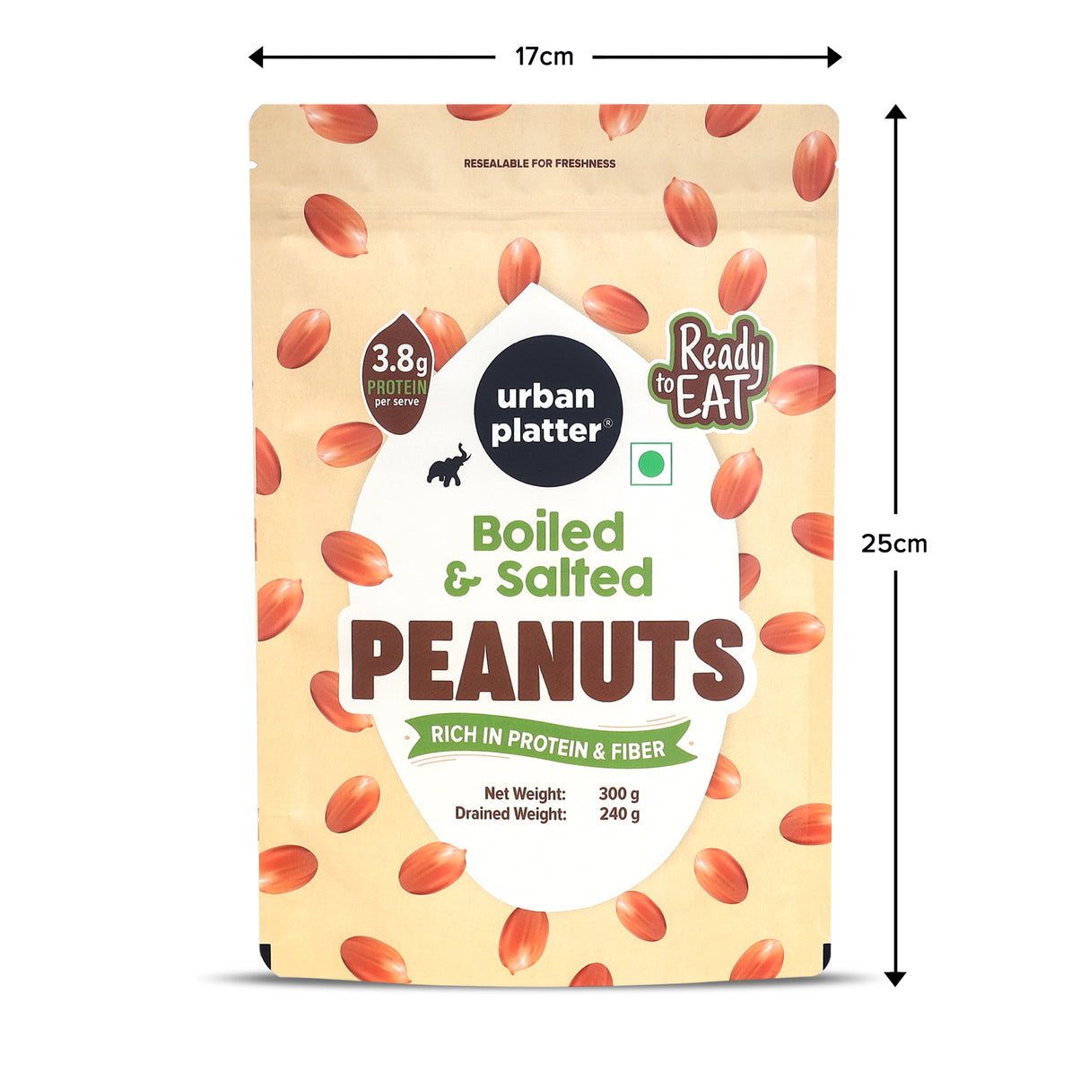 Urban Platter Boiled and Salted Peanuts, 300g (Ready-to-Eat | Nutritious & Protein Packed | Preservative Free | Ideal for Chaats, Salads, Sancaking)