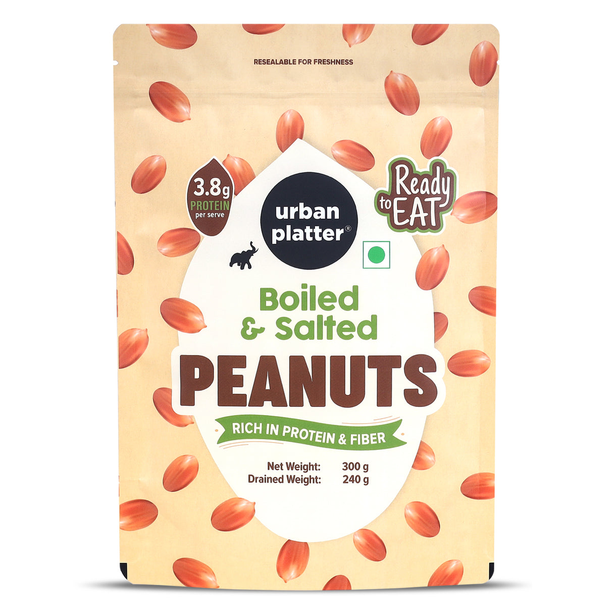 Urban Platter Boiled and Salted Peanuts, 300g (Ready-to-Eat | Nutritious & Protein Packed | Preservative Free  | Ideal for Chaats, Salads, Sancaking)
