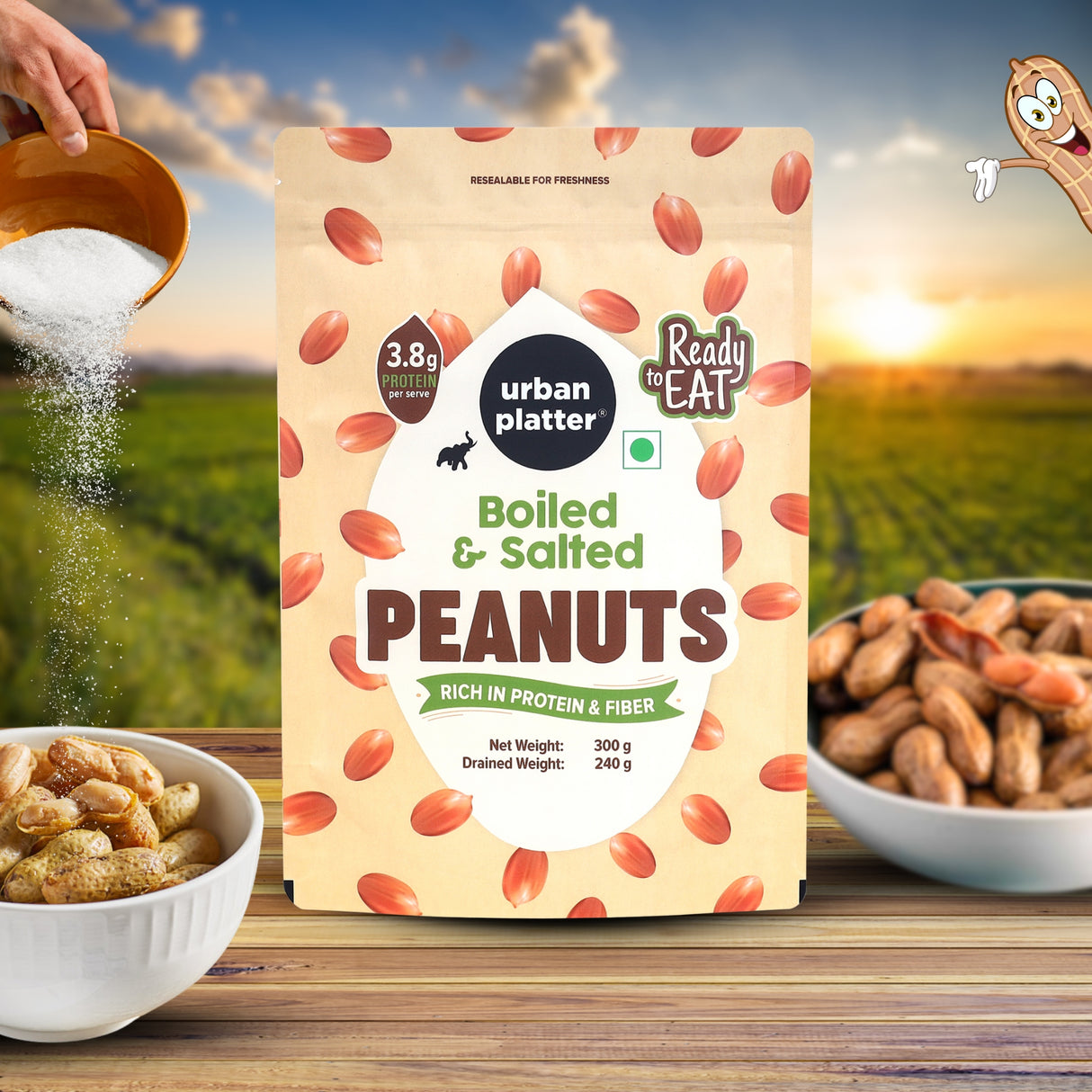 Urban Platter Boiled and Salted Peanuts, 300g (Ready-to-Eat | Nutritious & Protein Packed | Preservative Free  | Ideal for Chaats, Salads, Sancaking)