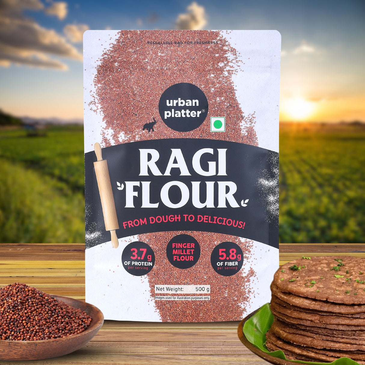 Urban Platter Ragi Flour, 500g (Nachni Atta | Finger Millet Flour | Ancient Supergrain | Good Source of Calcium, Iron and Fibre)