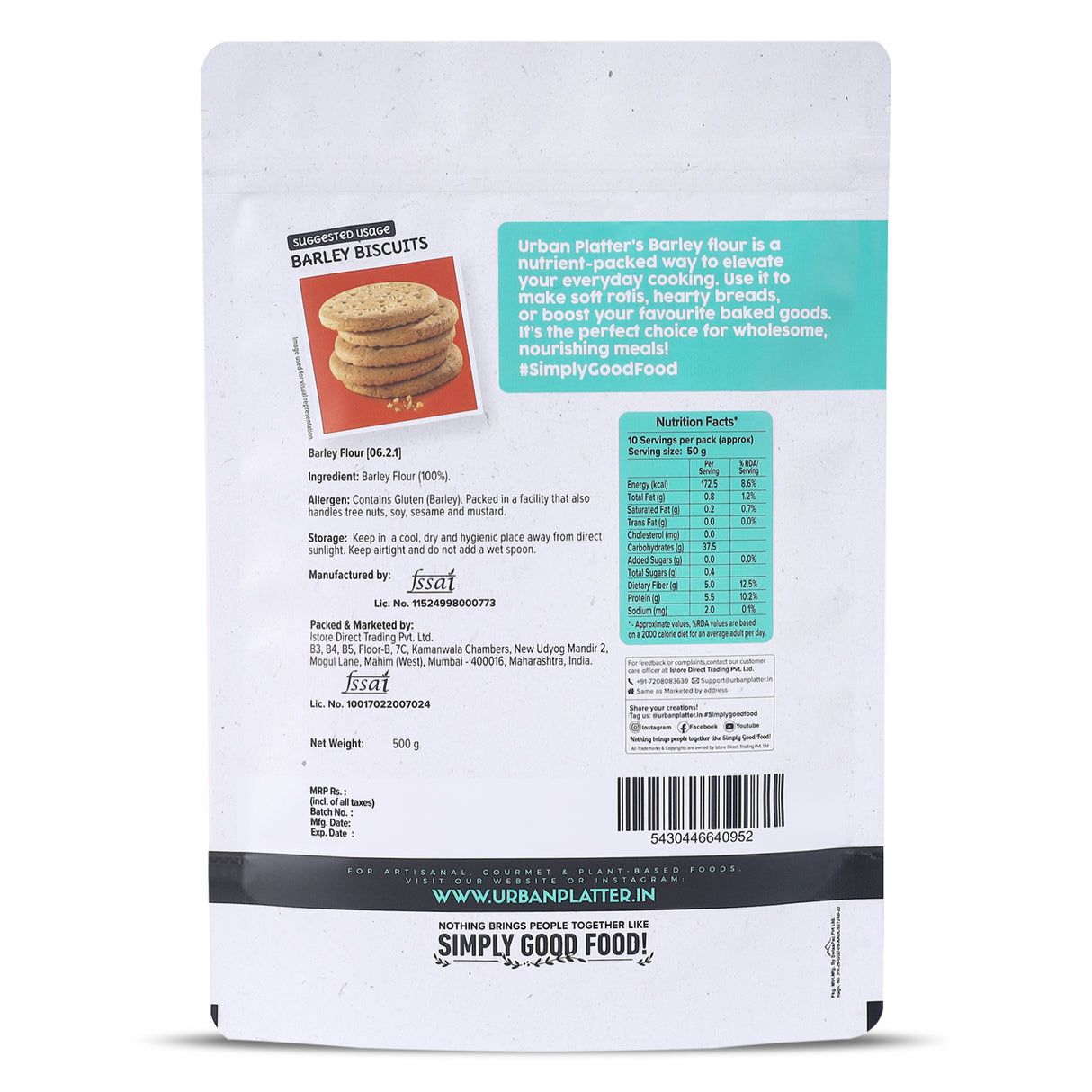 Barley Flour, 500g (Jau Aata | High in Fibre | Nutrient-Rich Pantry Staple)