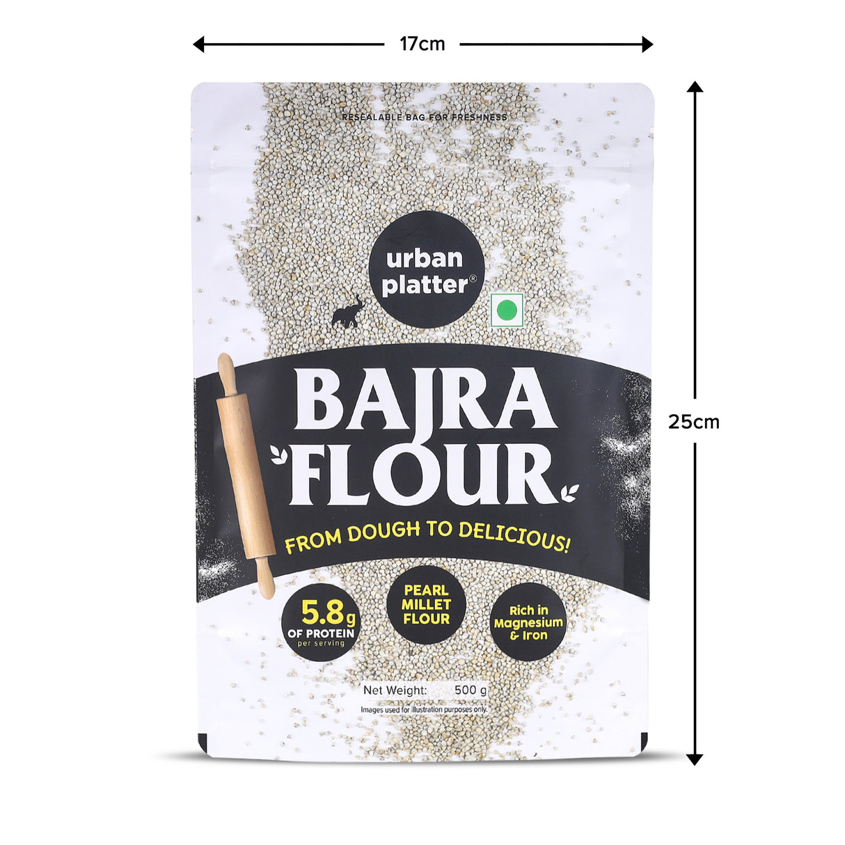 Urban Platter Bajra Flour, 500g (Pearl Millet Flour | Ancient Supergrain | Good Source of Iron, Fibre and Protein)