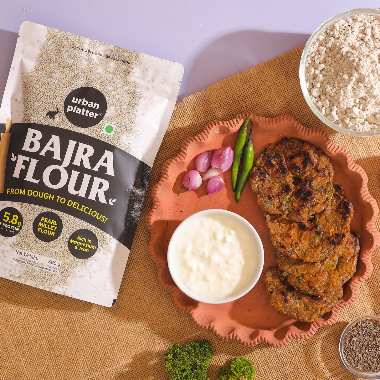 Urban Platter Bajra Flour, 500g (Pearl Millet Flour | Ancient Supergrain | Good Source of Iron, Fibre and Protein)