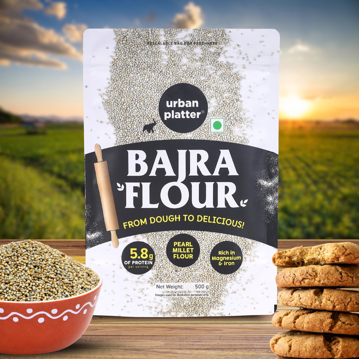 Urban Platter Bajra Flour, 500g (Pearl Millet Flour | Ancient Supergrain | Good Source of Iron, Fibre and Protein)