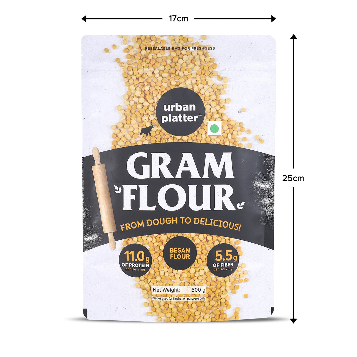 Urban Platter Besan, 500g (Split Bengal Gram or Gram Flour | Good Source of Fibre and Protein |Gluten- free Pantry Essential)