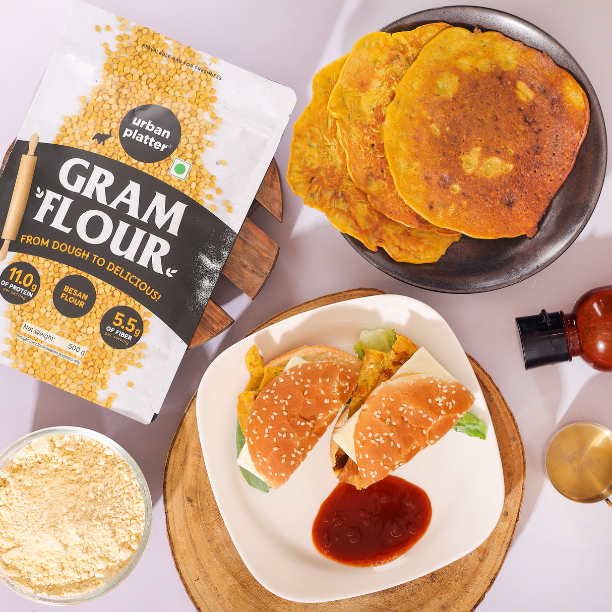 Urban Platter Besan, 500g (Split Bengal Gram or Gram Flour | Good Source of Fibre and Protein |Gluten- free Pantry Essential)