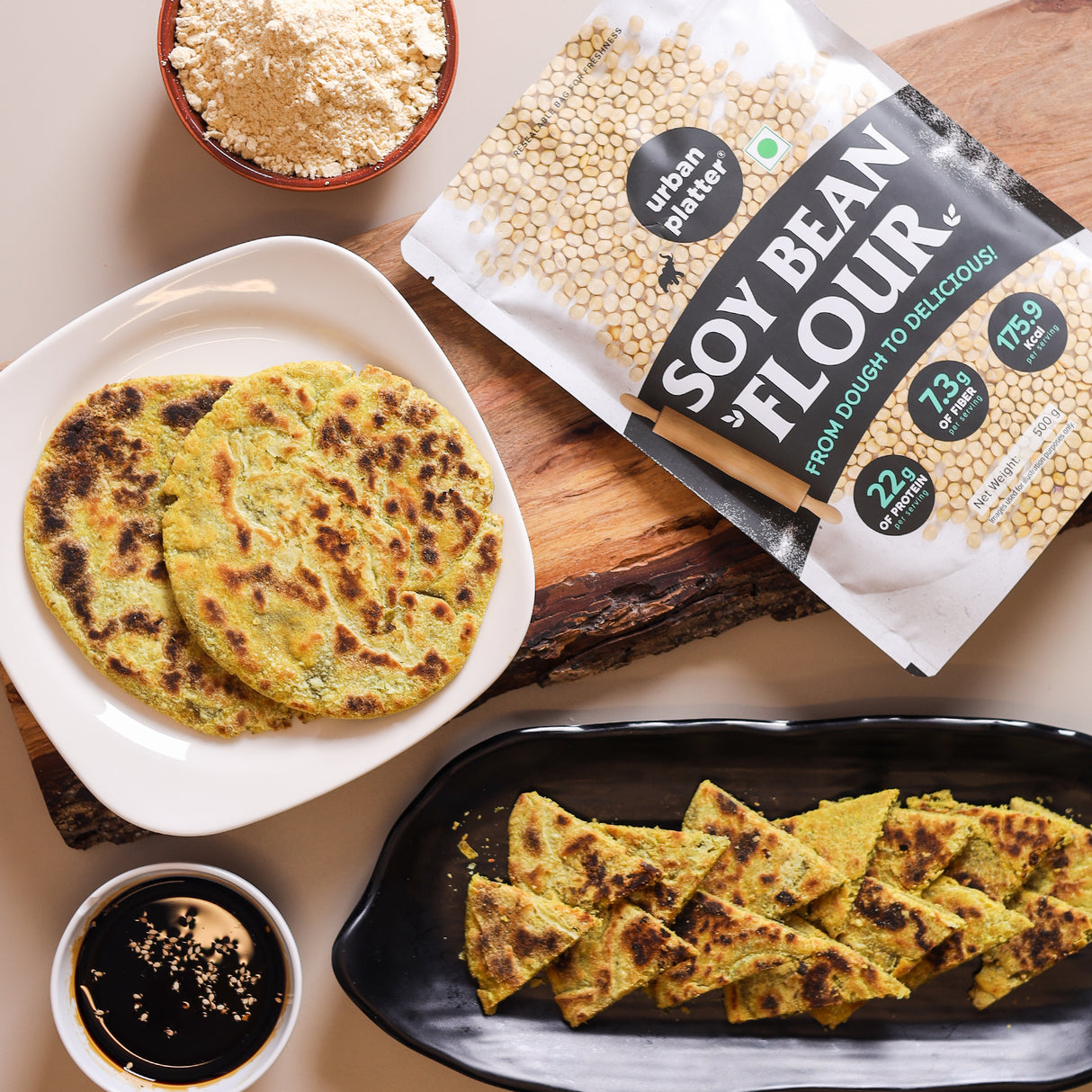 Soy Bean Flour, 500g (22g of Protein Per Serving, Good Source of Fiber, Ideal for Baking, Gluten-free and High Protein Recipes)