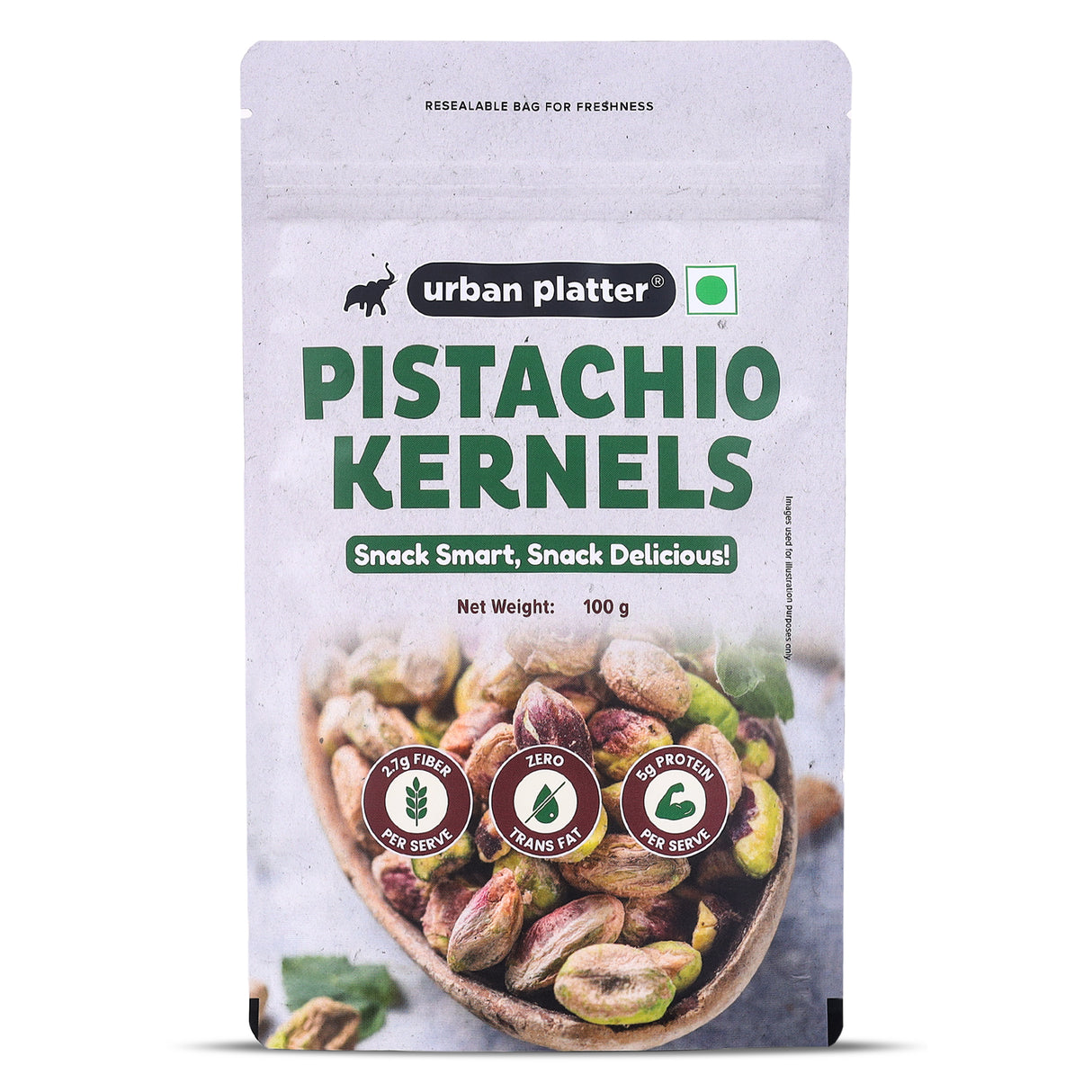 Urban Platter Pistachio Kernels, 100g (Shell Removed Pista | Unroasted and Unsalted | fibre & Protein-Rich | Heart-Healthy Snack)