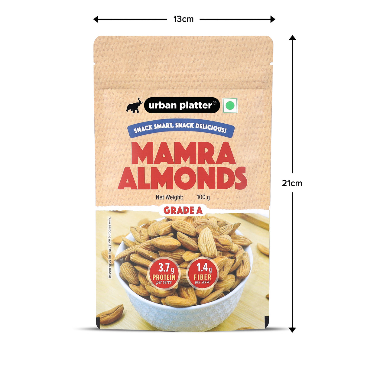 Urban Platter Mamra Almonds, 100g (Rich in Healthy Fats and Protein | Nutrient-Dense | Premium Almond Variety)