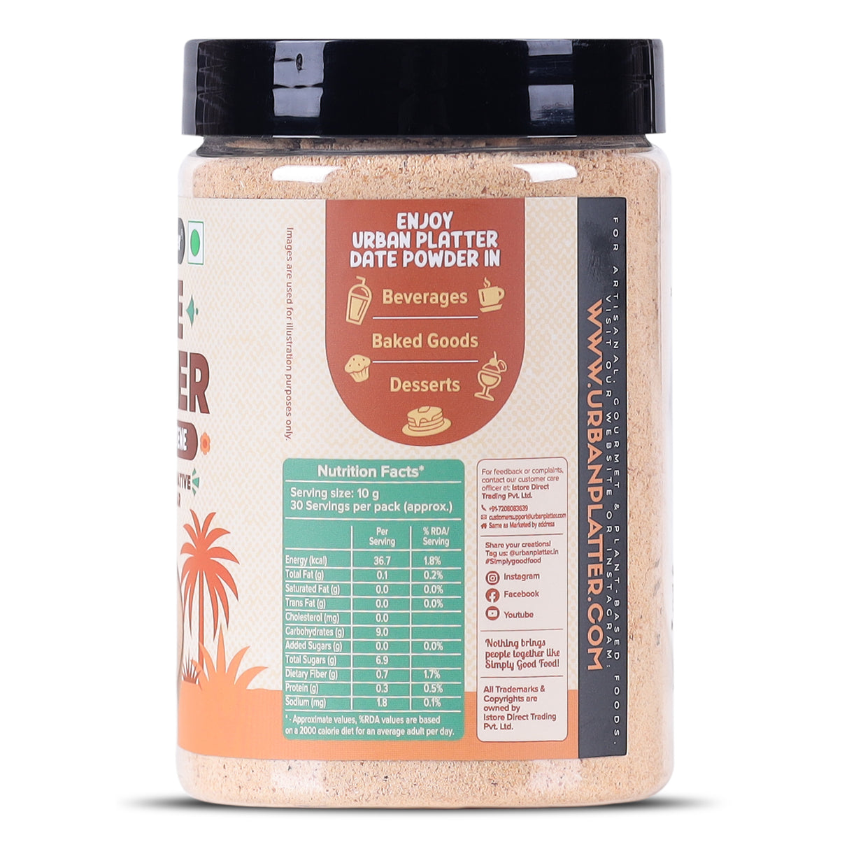 Urban Platter Dried Arabian Date Powder (Super-Fine Kharek Powder | Perfect Sweetener | Free-flowing | Date Sugar)