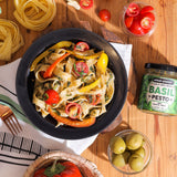 Basil Pesto, 185g (Plant Based, Preservative-free, Italian Inspired Pasta Sauce & Spread, Ready-to-Use)