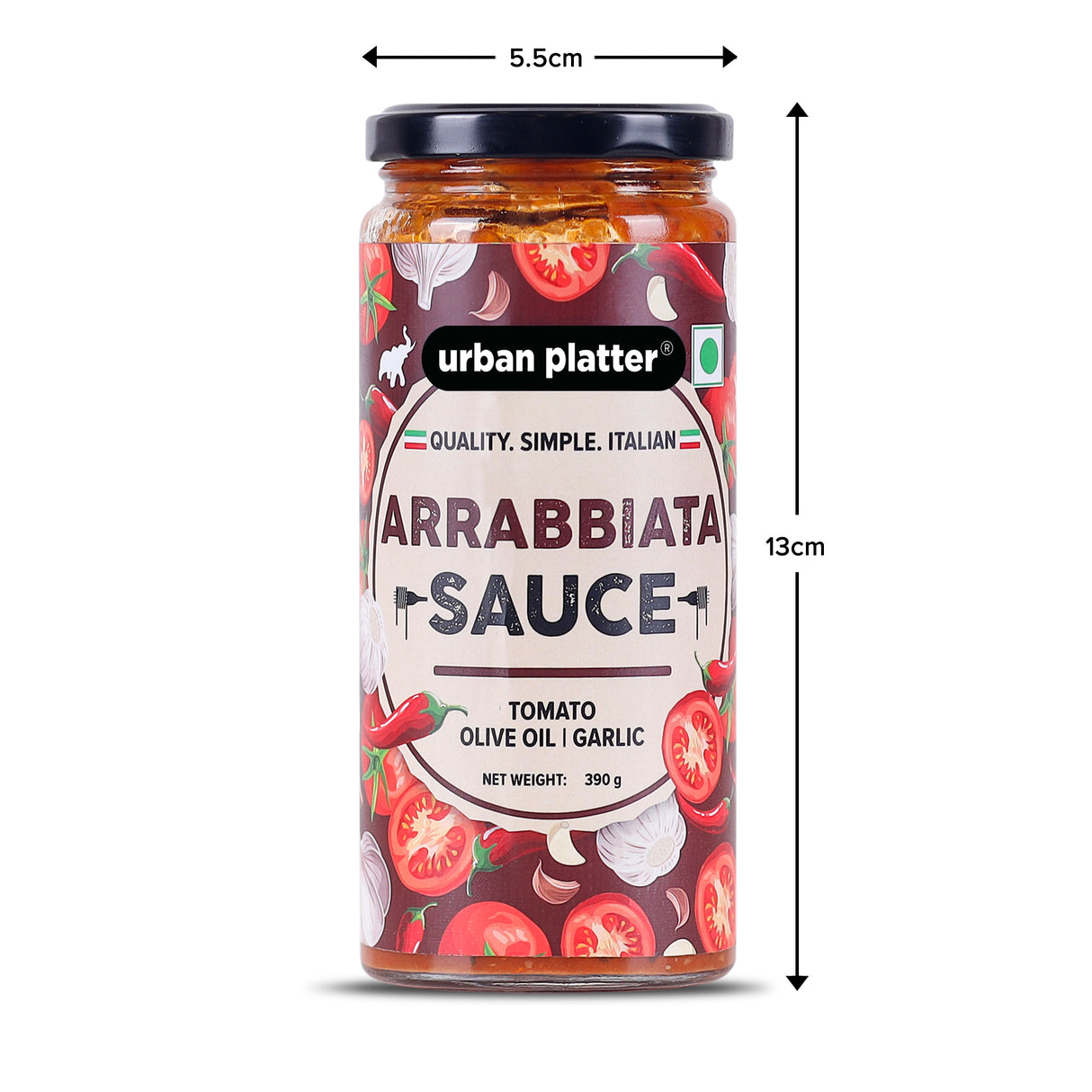 Urban Platter Arrabbiata Sauce, 390g (Plant Based | Preservative-free | Italian Inspired Sauce for Pasta, Pizza and More)