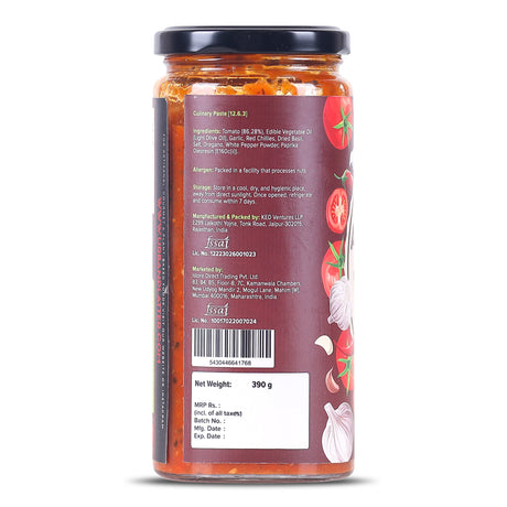 Arrabbiata Sauce, 390g (Plant Based | Preservative-free | Italian Inspired Sauce for Pasta, Pizza and More)