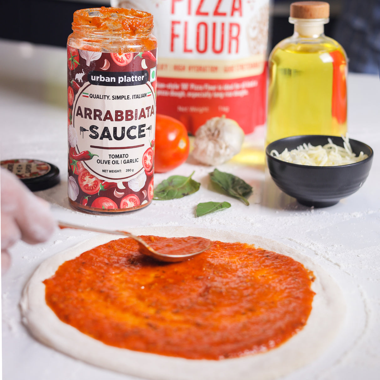 Urban Platter Arrabbiata Sauce, 390g (Plant Based | Preservative-free | Italian Inspired Sauce for Pasta, Pizza and More)