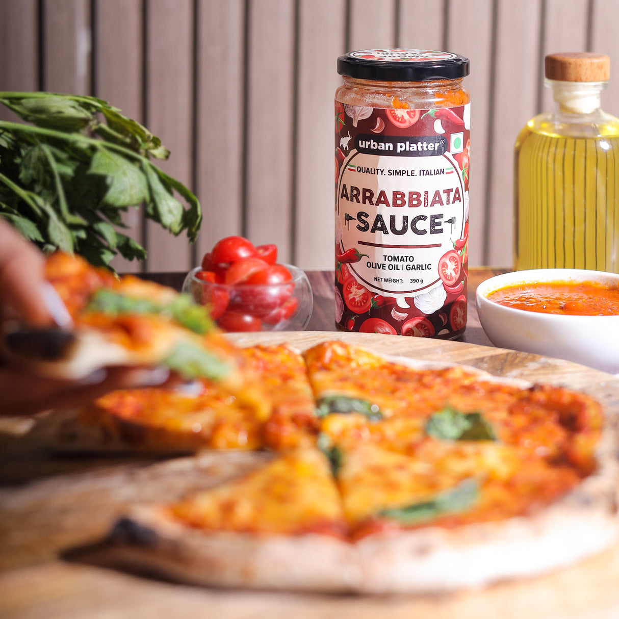 Urban Platter Arrabbiata Sauce, 390g (Plant Based | Preservative-free | Italian Inspired Sauce for Pasta, Pizza and More)