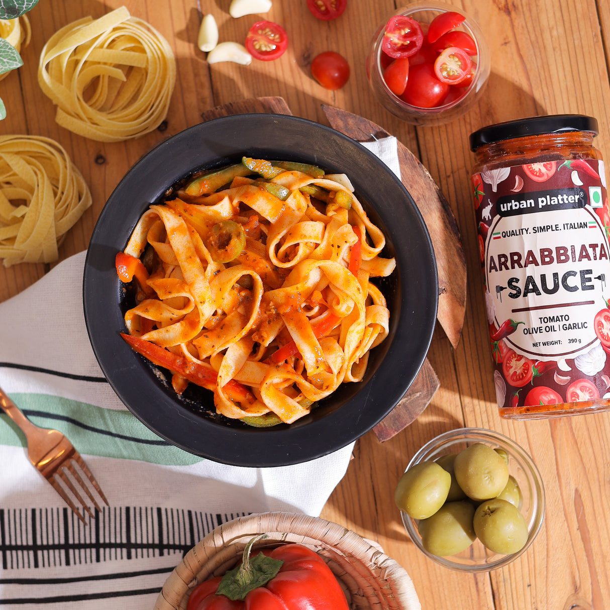 Arrabbiata Sauce, 390g (Plant Based | Preservative-free | Italian Inspired Sauce for Pasta, Pizza and More)