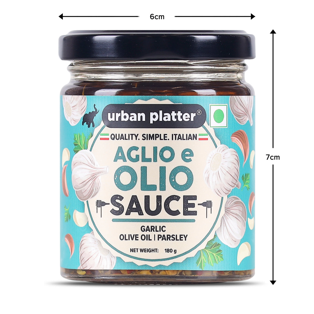 Urban Platter Aglio e Olio Sauce, 180g (Plant Based | Preservative-free | Italian Inspired Pasta Sauce & Dipping Oil)