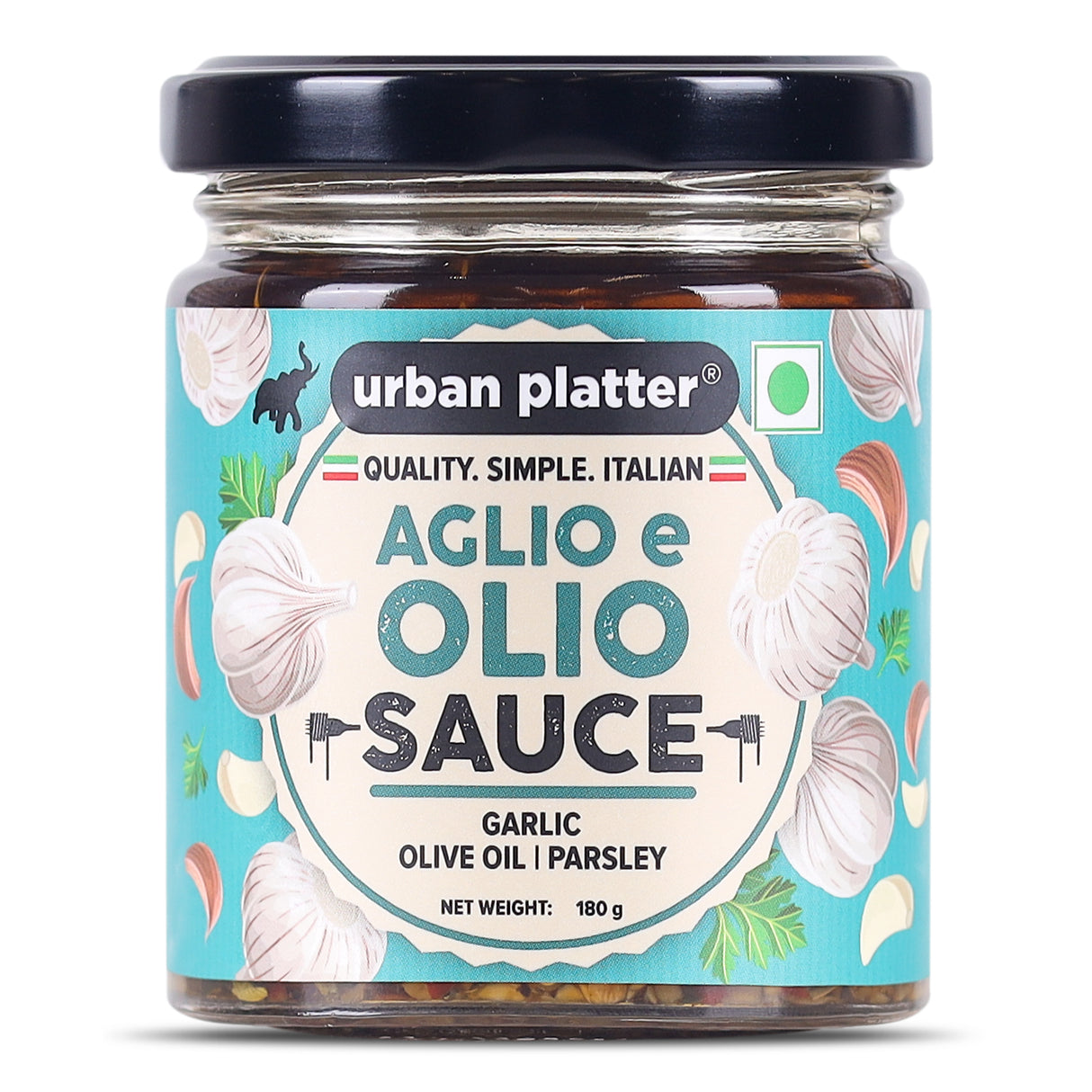 Urban Platter Aglio e Olio Sauce, 180g (Plant Based | Preservative-free | Italian Inspired Pasta Sauce & Dipping Oil)