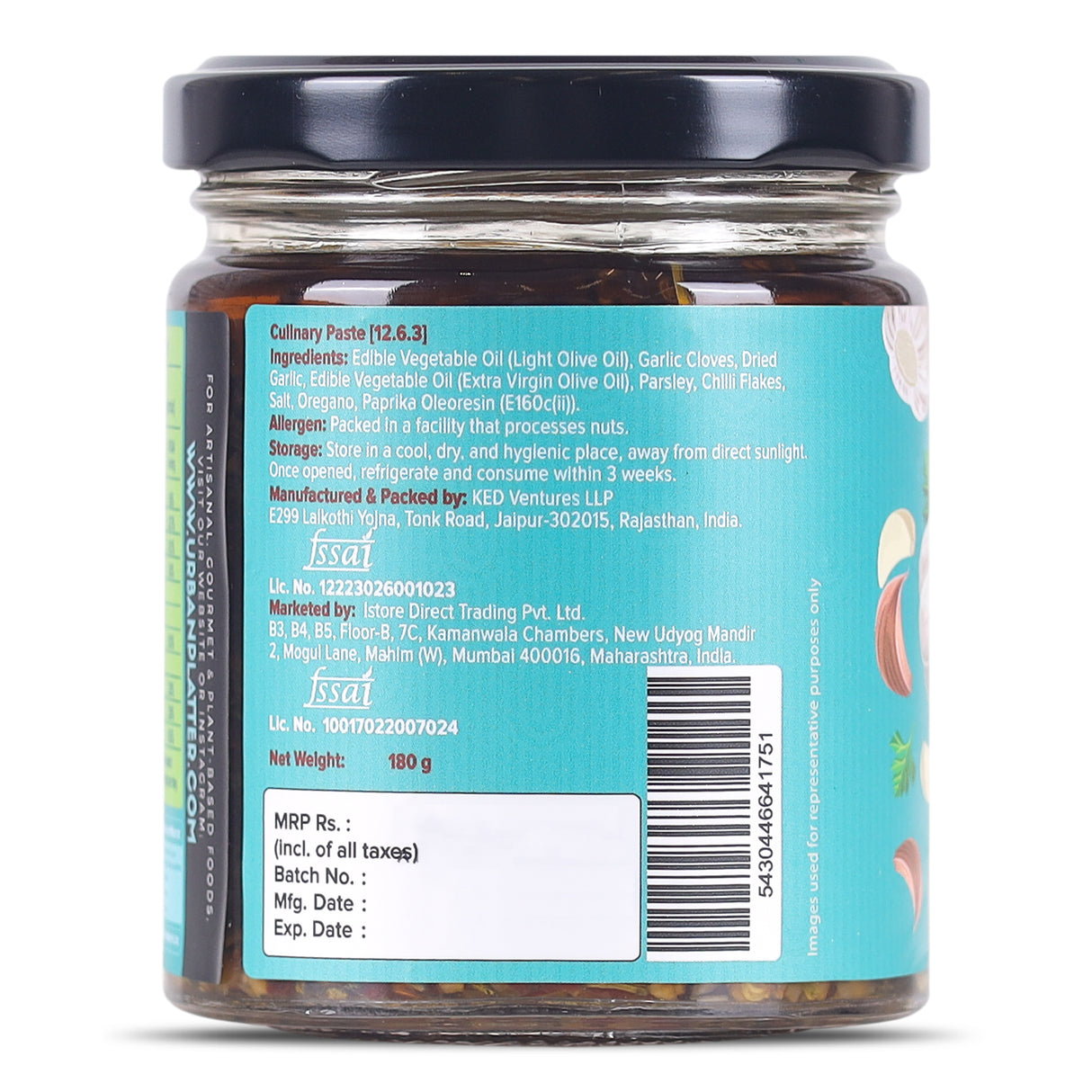 Urban Platter Aglio e Olio Sauce, 180g (Plant Based | Preservative-free | Italian Inspired Pasta Sauce & Dipping Oil)