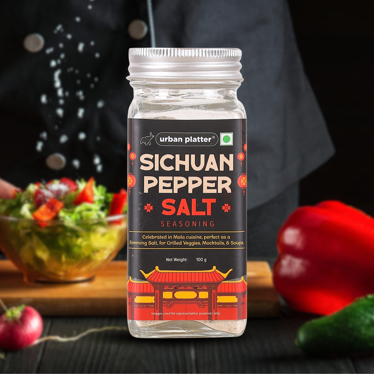 Urban Platter Sichuan Pepper Salt Seasoning, 100g (Finishing and Rimming Salt | Tingling Kick and Delicate Umami | Crafted for Asian Cooking)