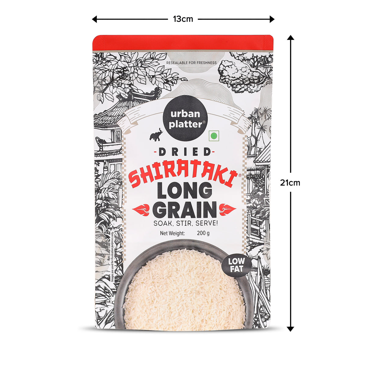 Dried Shirataki Rice, 200g ( Konjac-Based Rice Alternative | Quick Preparation |  For Fried Rice, Pulao & Rice Bowls)