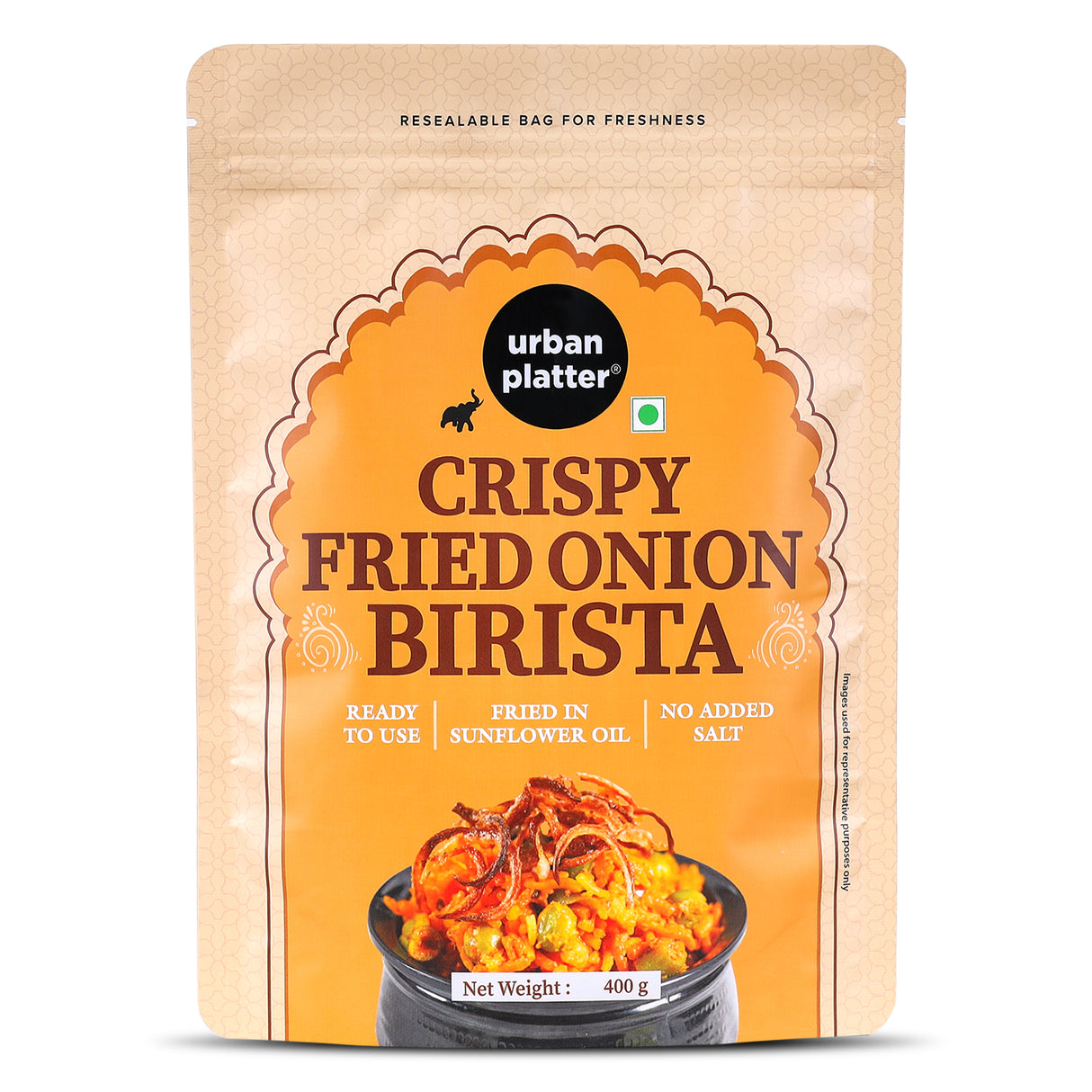 Urban Platter Crispy Fried Onion Birista, 400g (Fried in Sunflower Oil | No Added Salt | Preservative-Free | Ready to Use)