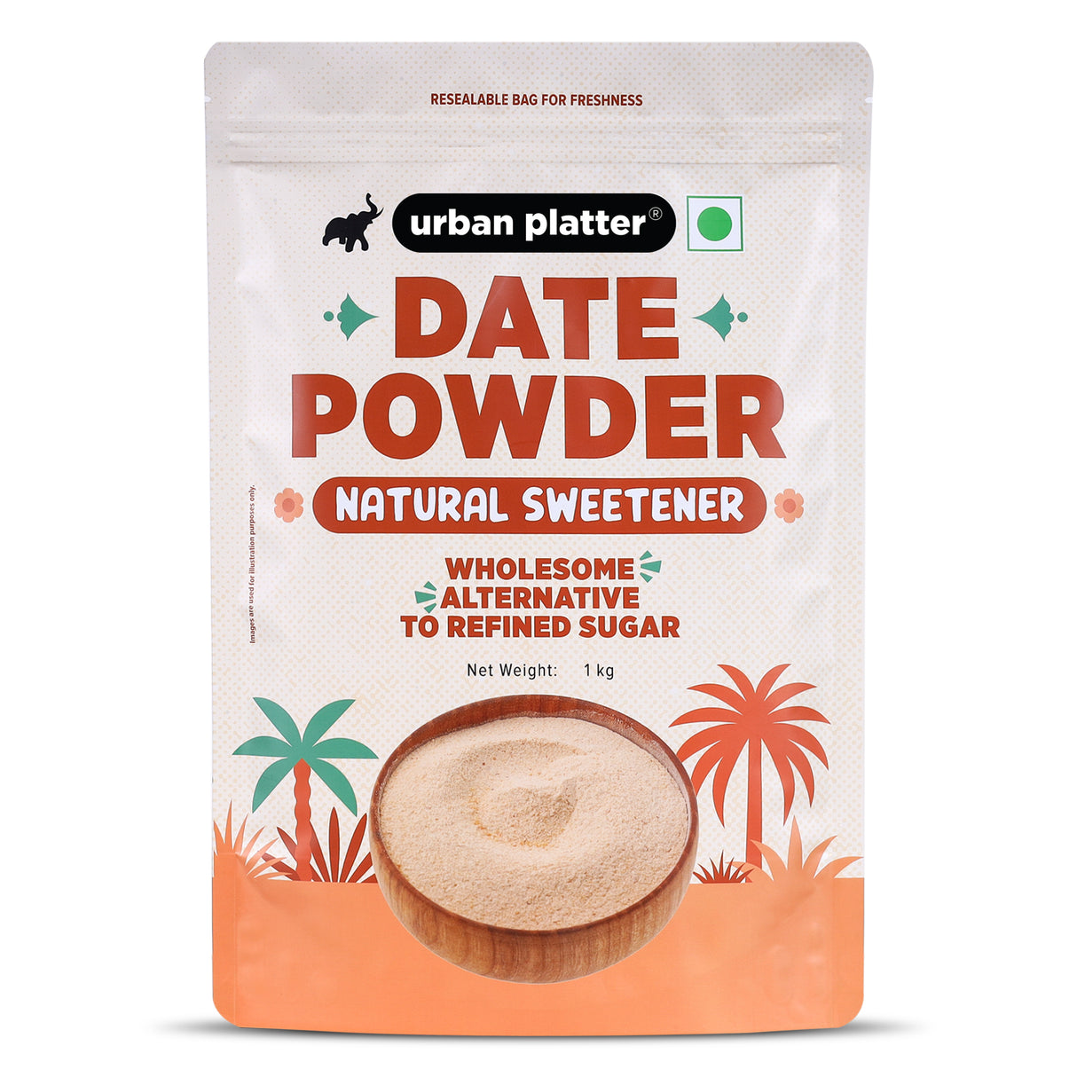 Urban Platter Dried Date Powder, 1kg (Super-Fine Kharek Powder | Perfect Sweetener | Free-flowing | Date Sugar)