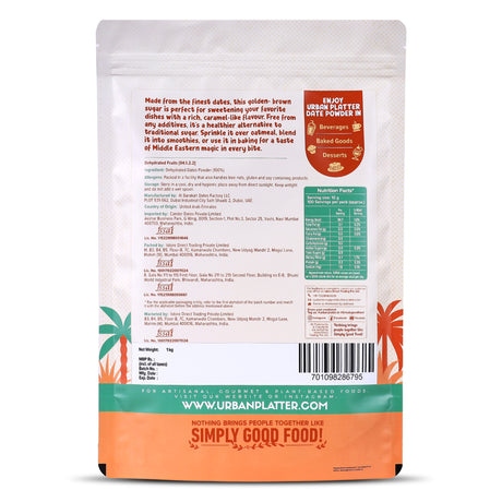 Urban Platter Dried Date Powder, 1kg (Super-Fine Kharek Powder | Perfect Sweetener | Free-flowing | Date Sugar)