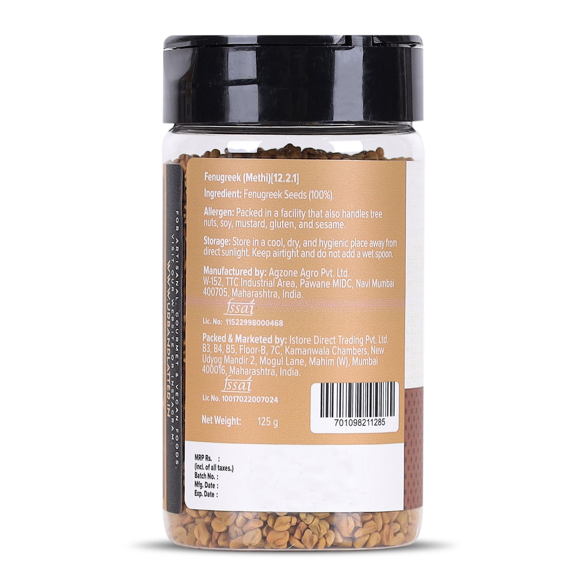 Whole Fenugreek Seeds, 125g (Methi Dana | Sprouting Microgreens | Traditional Indian Spice | For Curries, Pickles and Tempering)