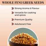 Whole Fenugreek Seeds, 125g (Methi Dana | Sprouting Microgreens | Traditional Indian Spice | For Curries, Pickles and Tempering)