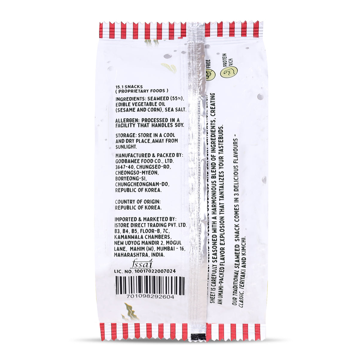 Urban Platter Roasted Seaweed Snack - Classic Sea Salt, 5g (Pack of 3, Ready to eat snack | Sugar Free | Crispy Umami Nori Chips)