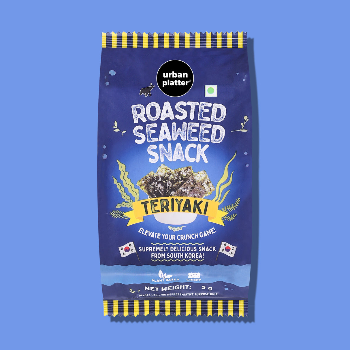 Urban Platter Roasted Seaweed Snack - Teriyaki, 5g (Pack of 3, Ready to eat snack | Crispy Umami Nori Chips | Spicy Teriyaki Flavour)