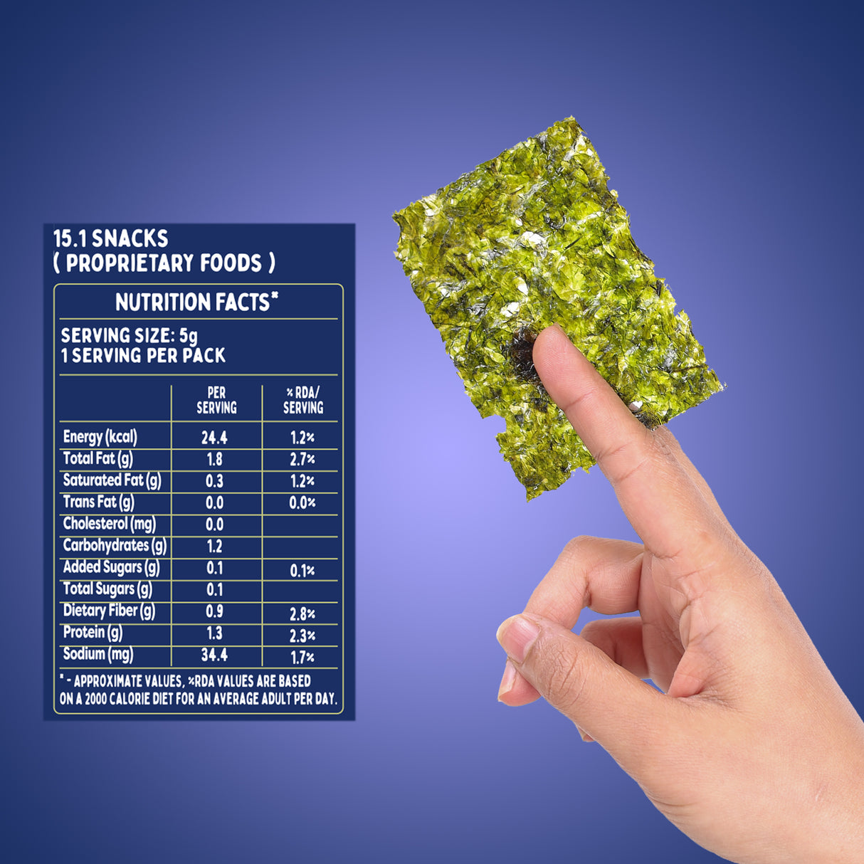 Urban Platter Roasted Seaweed Snack - Teriyaki, 5g (Pack of 3, Ready to eat snack | Crispy Umami Nori Chips | Spicy Teriyaki Flavour)