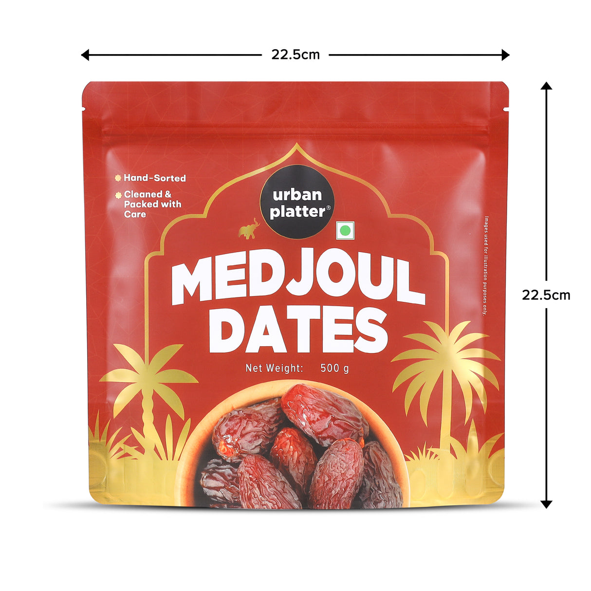 Urban Platter Medium Medjoul Dates, 500g (Hand-Sorted | Moist & Caramelly Texture | Perfect for Snacking & Gifting)