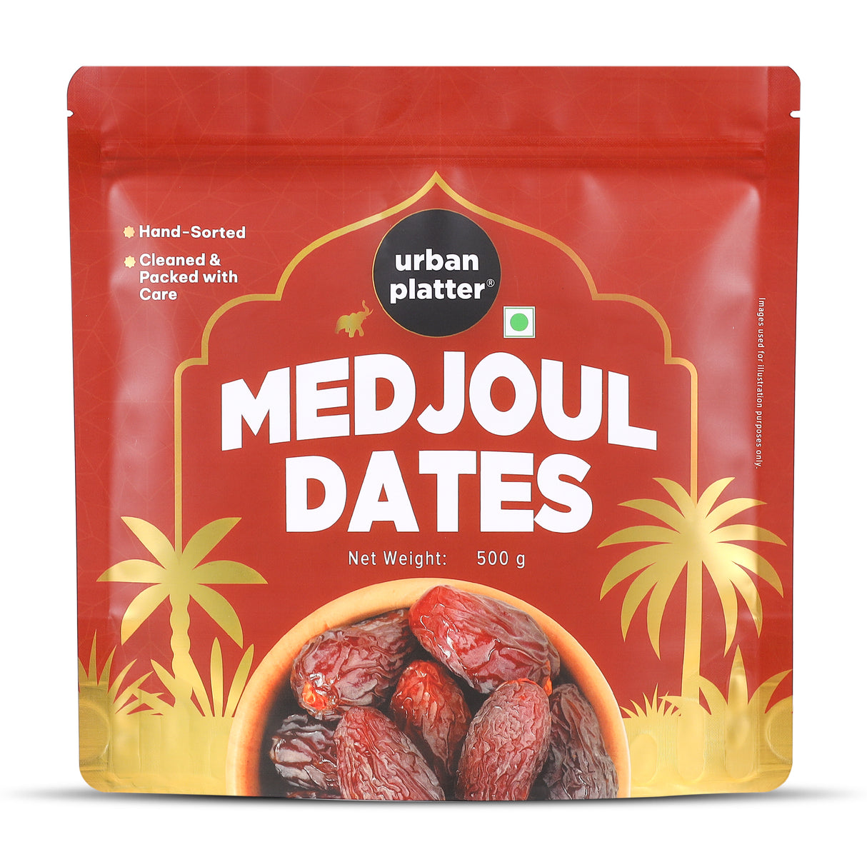 Urban Platter Medium Medjoul Dates, 500g (Hand-Sorted | Moist & Caramelly Texture | Perfect for Snacking & Gifting)