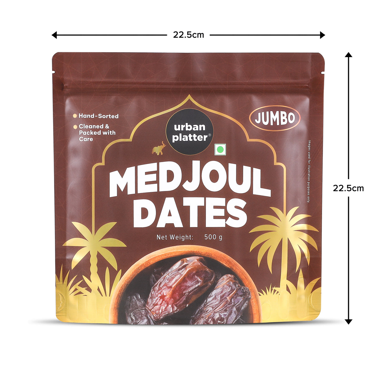 Urban Platter Jumbo Medjoul Dates, 500g (Hand-Sorted | Large-Sized & Succulent | Ideal for Premium Snacking & Festive Gifting)