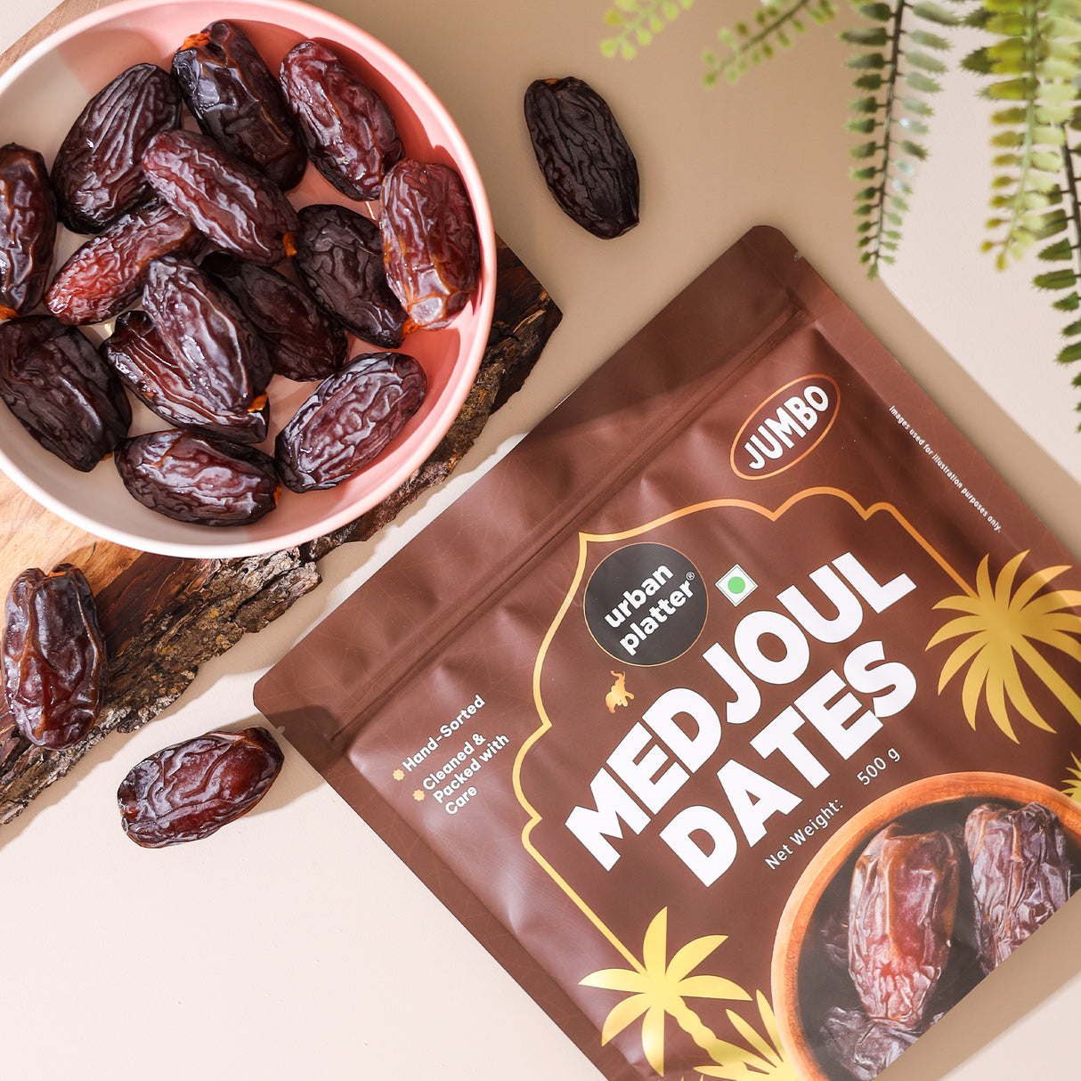 Urban Platter Jumbo Medjoul Dates, 500g (Hand-Sorted | Large-Sized & Succulent | Ideal for Premium Snacking & Festive Gifting)