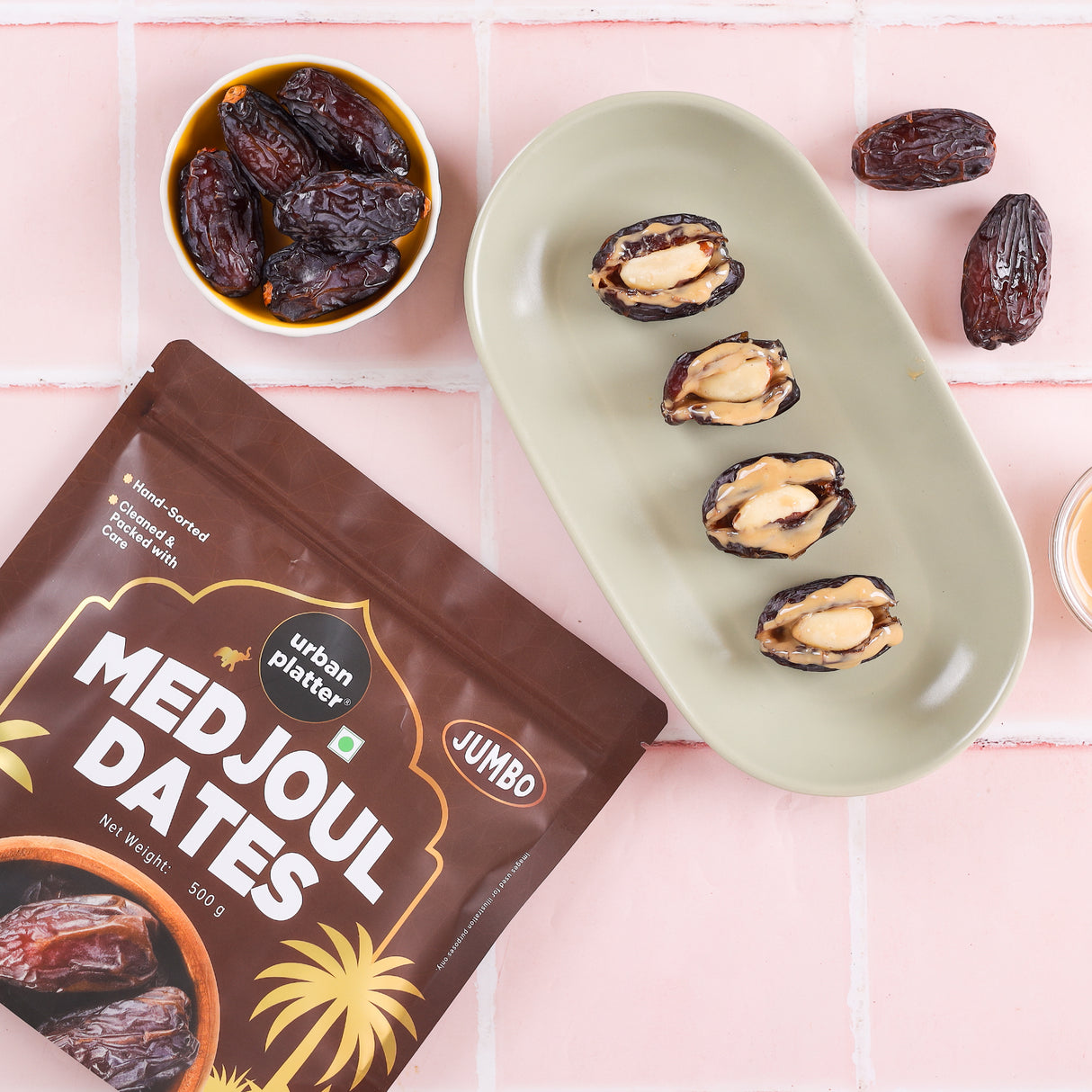 Urban Platter Jumbo Medjoul Dates, 500g (Hand-Sorted | Large-Sized & Succulent | Ideal for Premium Snacking & Festive Gifting)