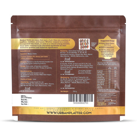 Urban Platter Jumbo Medjoul Dates, 250g (Hand-Sorted | Large-Sized & Succulent | Ideal for Premium Snacking & Festive Gifting)