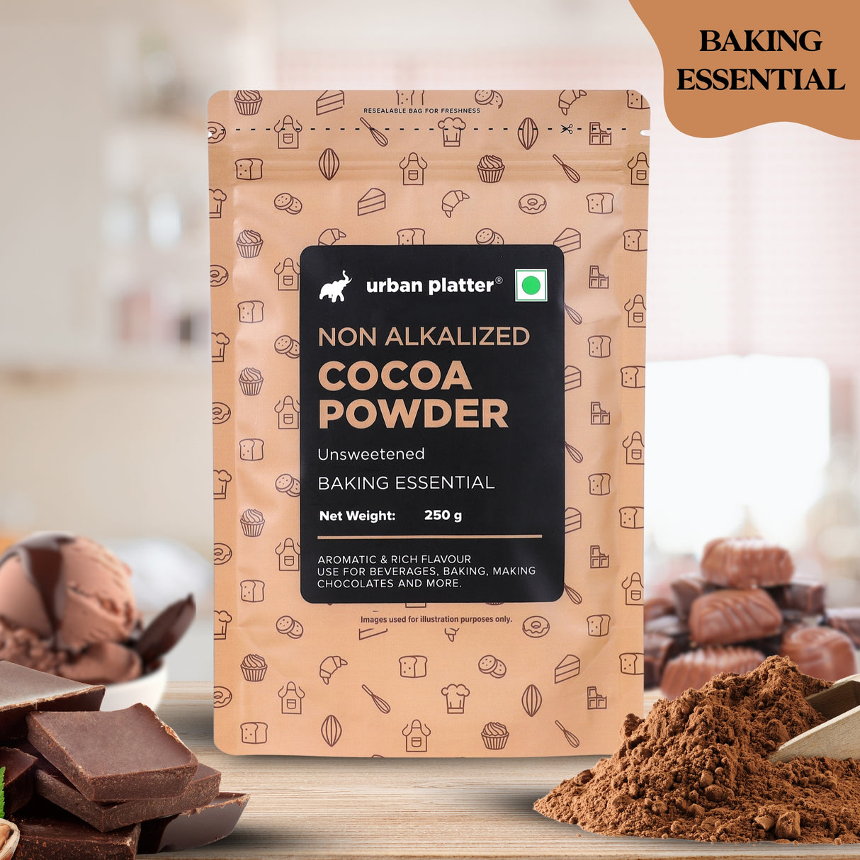 Urban Platter Natural Unsweetened Cocoa Powder, 250g