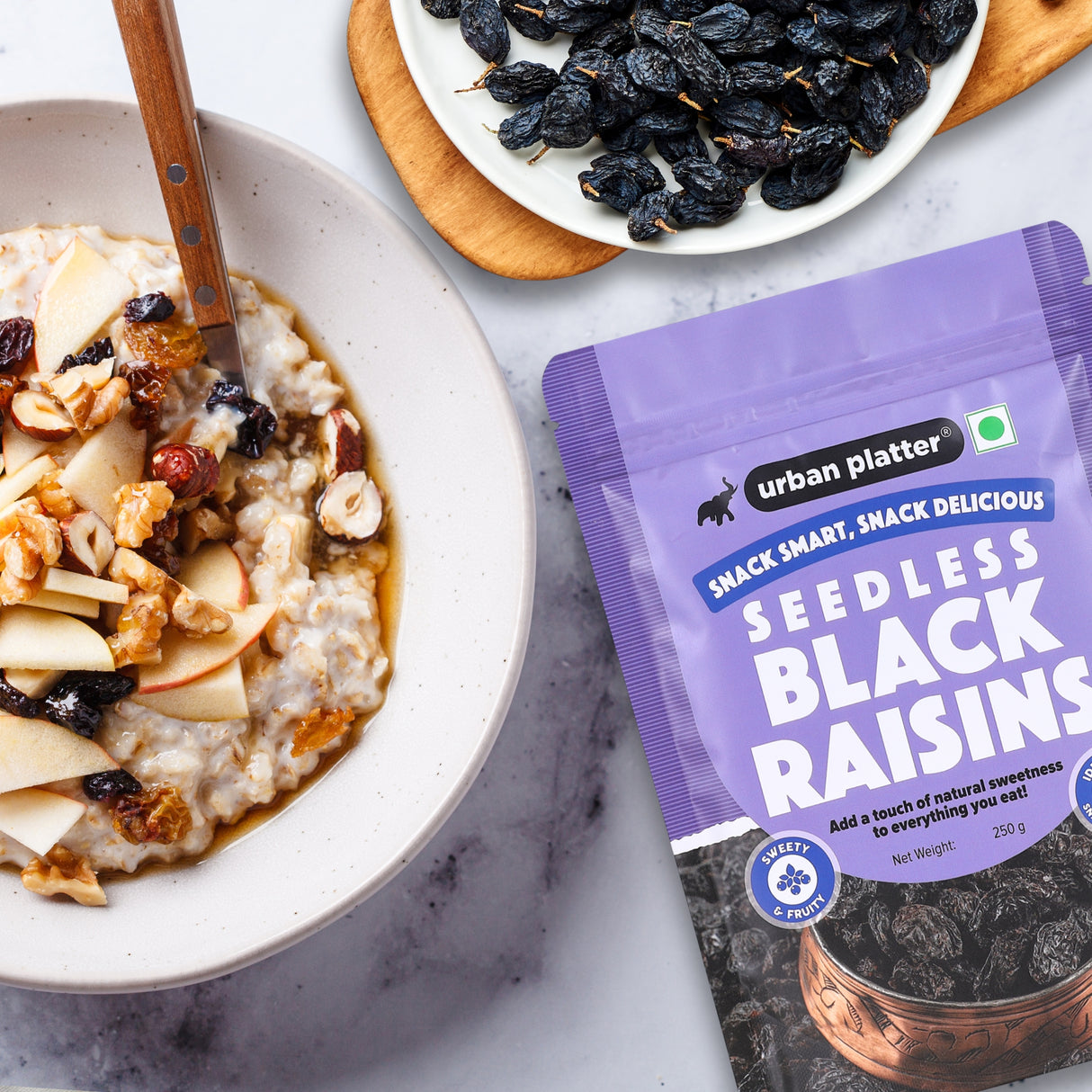 Urban Platter Seedless Black Raisins, (Garnish or Add to Fruit Salads, Oatmeals, Mueslis, Trail Mixes, Ice creams, Baked Goods, Kheer & Ladoos)